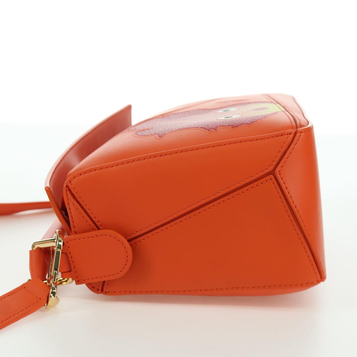 LOEWE テ Ghibli Howl's Moving Castle Puzzle Bag Calcifer Orange Auth 167092SM