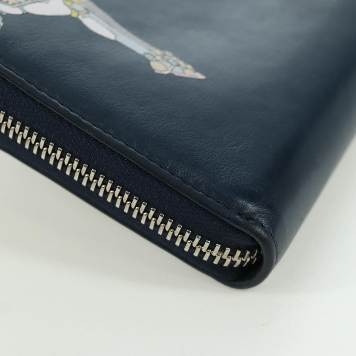 BVLGARI x JoJo's Bizarre Adventure Keeler Queen Wallet Navy Auth 167095SM