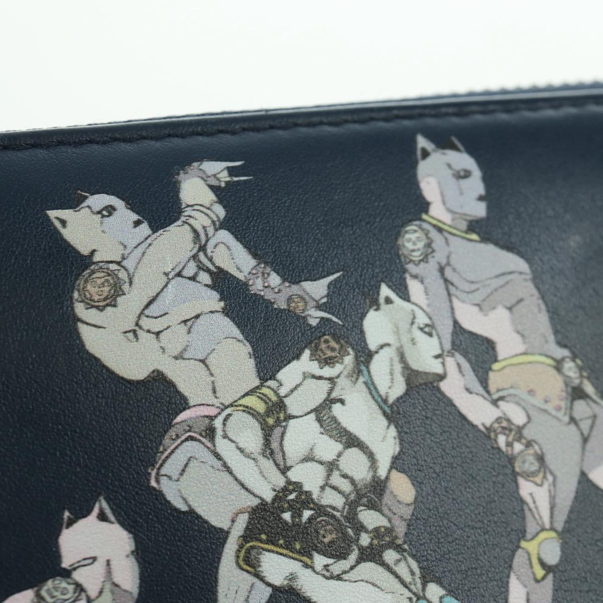 BVLGARI x JoJo's Bizarre Adventure Keeler Queen Wallet Navy Auth 167095SM