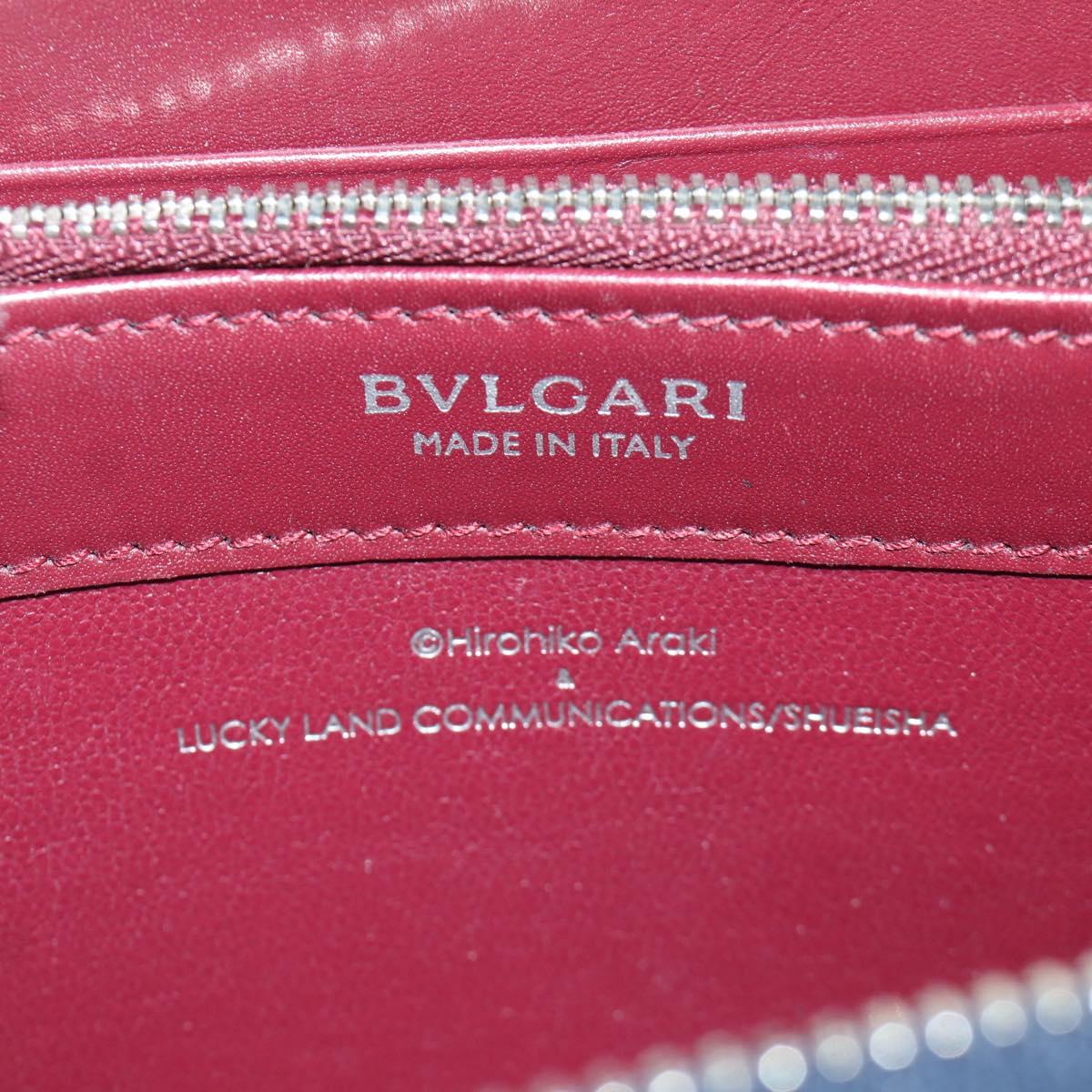 BVLGARI x JoJo's Bizarre Adventure Keeler Queen Wallet Navy Auth 167095SM