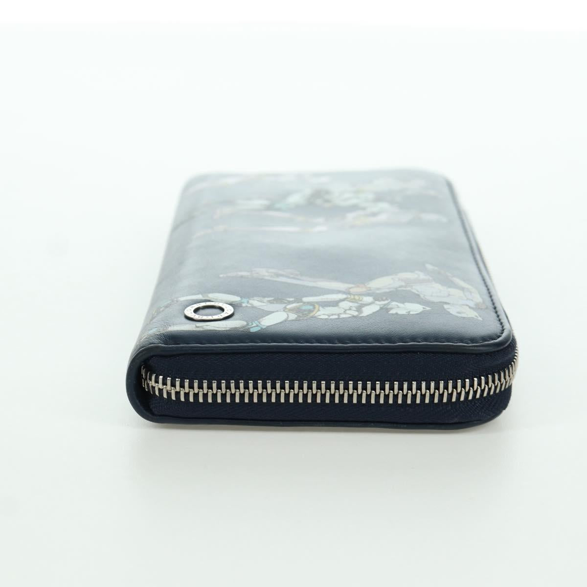 BVLGARI x JoJo's Bizarre Adventure Keeler Queen Wallet Navy Auth 167095SM