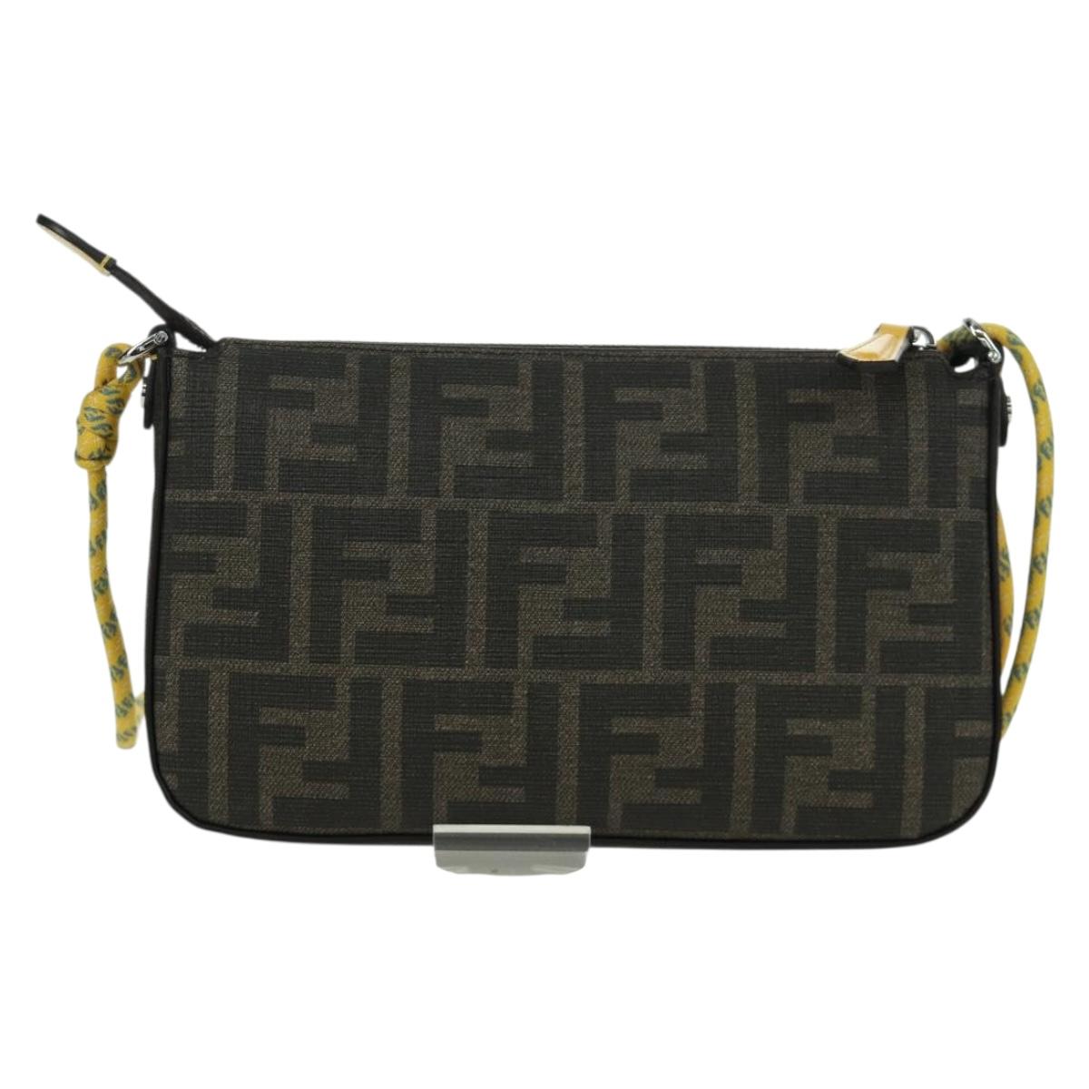 FENDI x FRGMT x POKテ窺ON Zucca Canvas Dragonfly Bag Black Brown Auth 167097SM