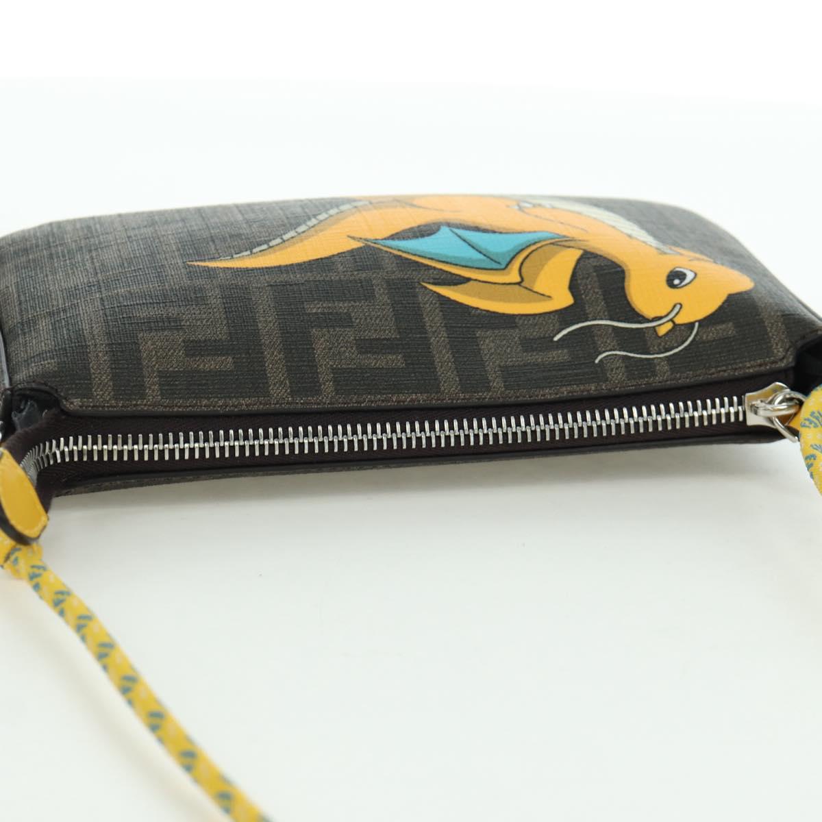 FENDI x FRGMT x POKテ窺ON Zucca Canvas Dragonfly Bag Black Brown Auth 167097SM