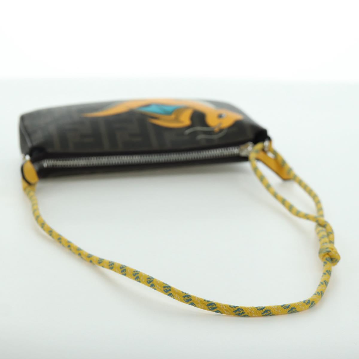 FENDI x FRGMT x POKテ窺ON Zucca Canvas Dragonfly Bag Black Brown Auth 167097SM