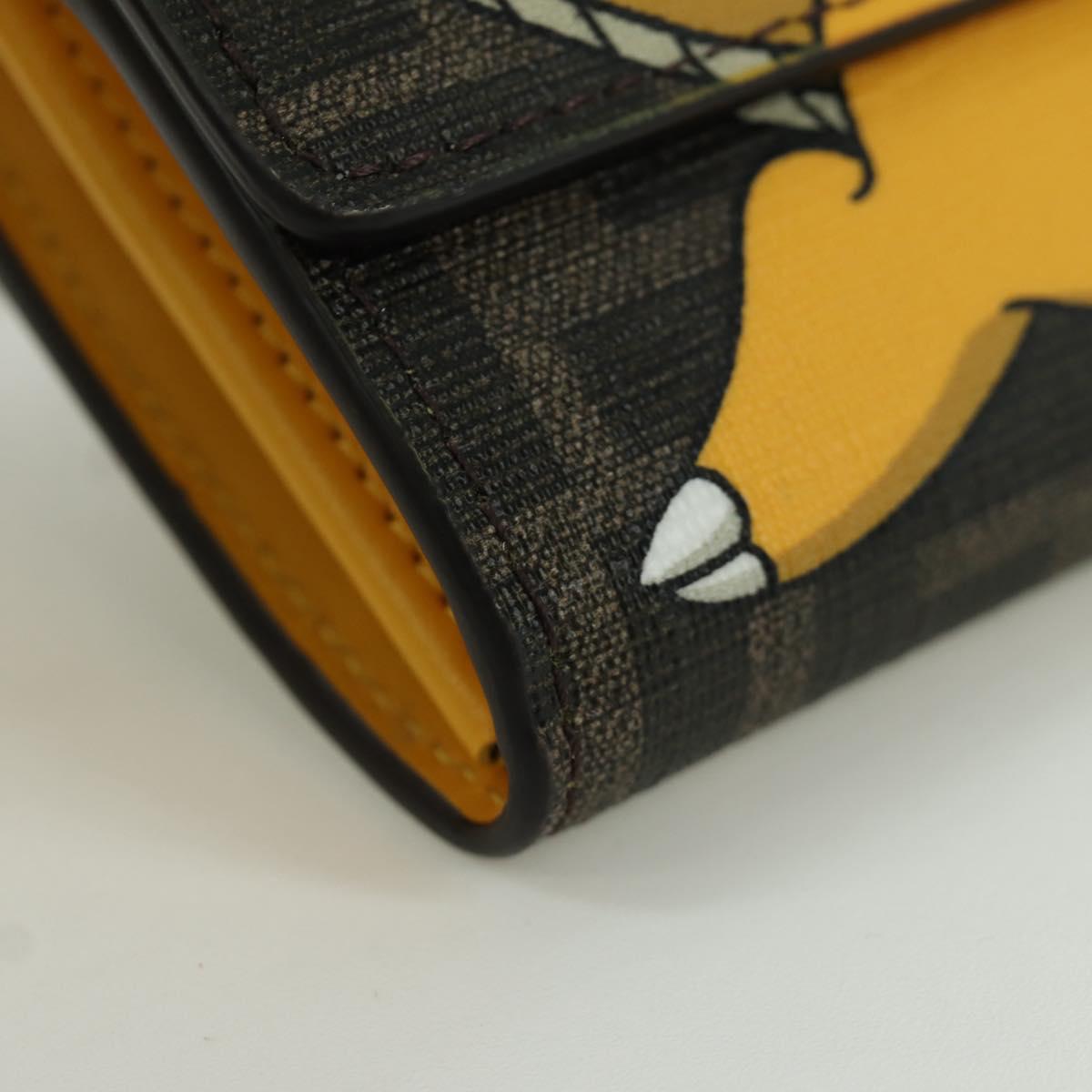 FENDI xFRGMTxPOKテ窺ON Zucca Canvas Chain Wallet Dragon Bag Black Auth 167109SM