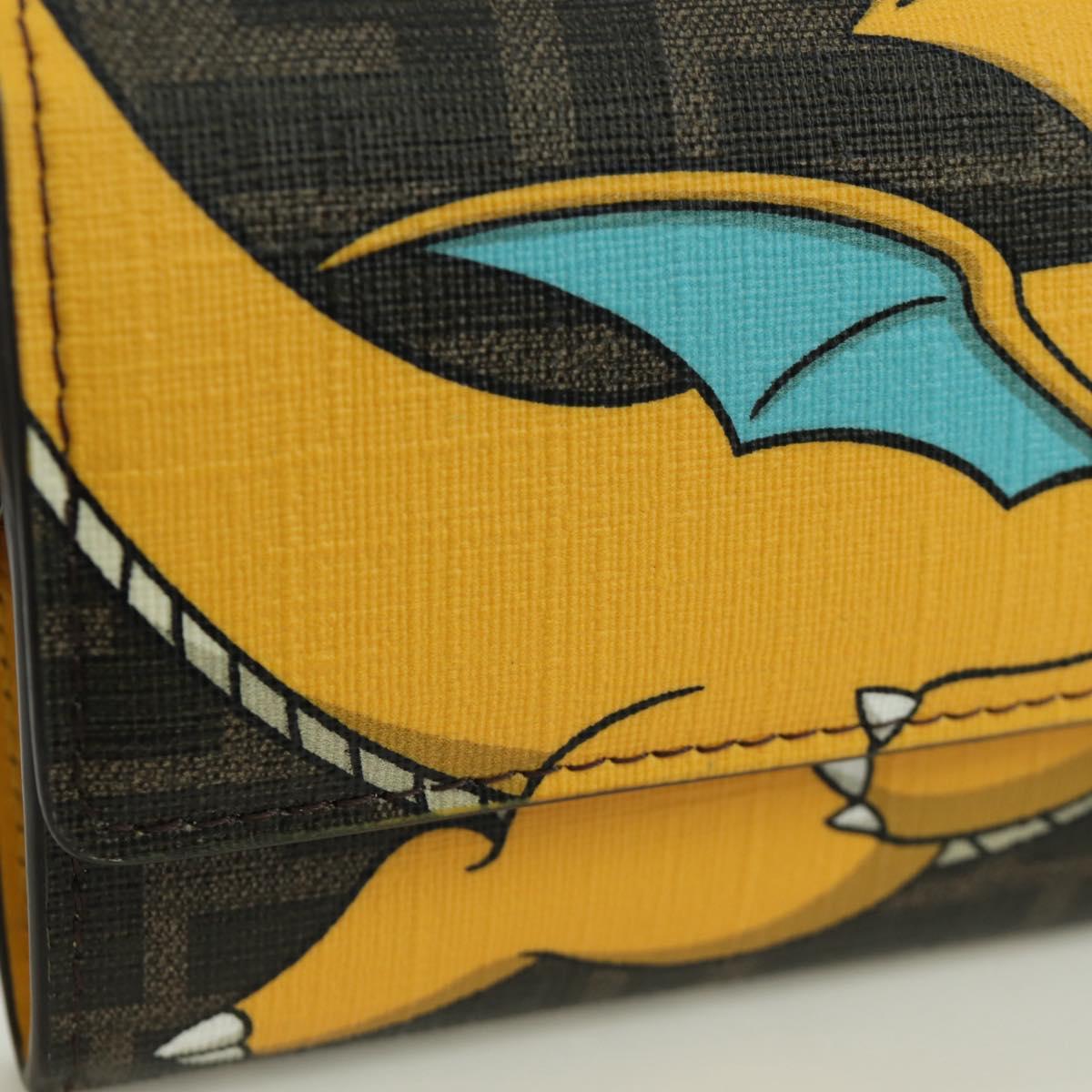 FENDI xFRGMTxPOKテ窺ON Zucca Canvas Chain Wallet Dragon Bag Black Auth 167109SM