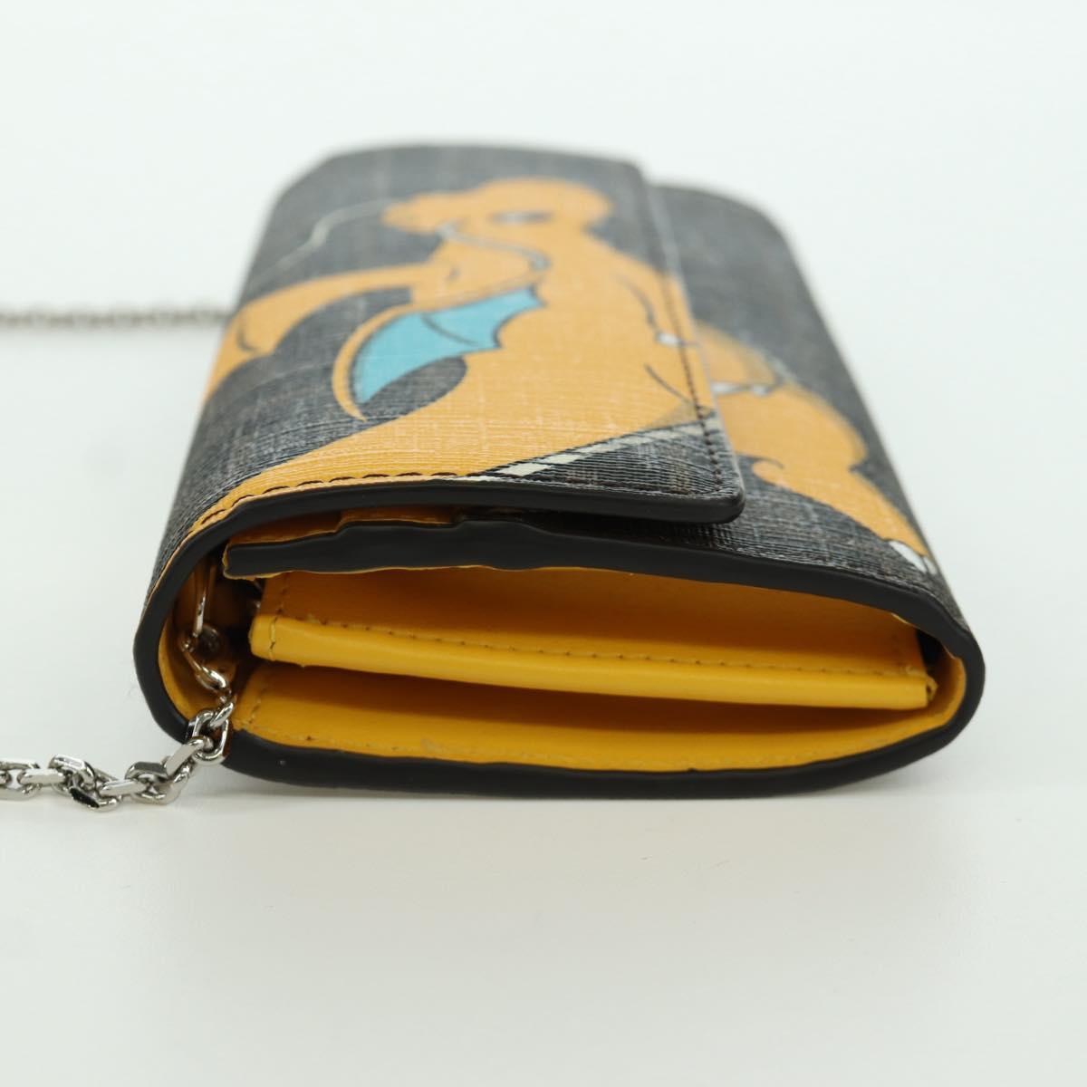FENDI xFRGMTxPOKテ窺ON Zucca Canvas Chain Wallet Dragon Bag Black Auth 167109SM