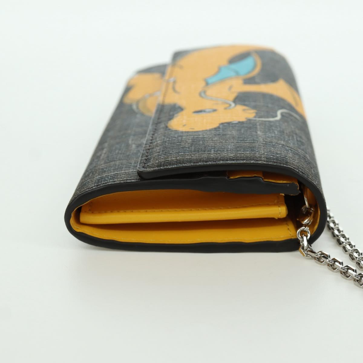 FENDI xFRGMTxPOKテ窺ON Zucca Canvas Chain Wallet Dragon Bag Black Auth 167109SM