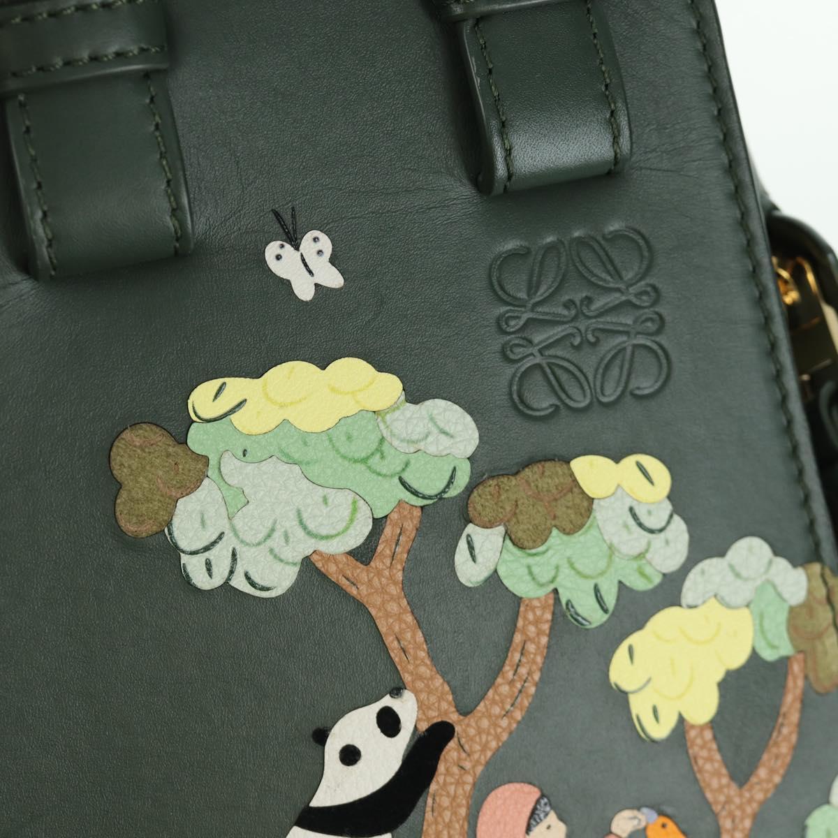 LOEWE Compact Hammock Hand Bag Leather 2way Green Gold Auth 167114SM