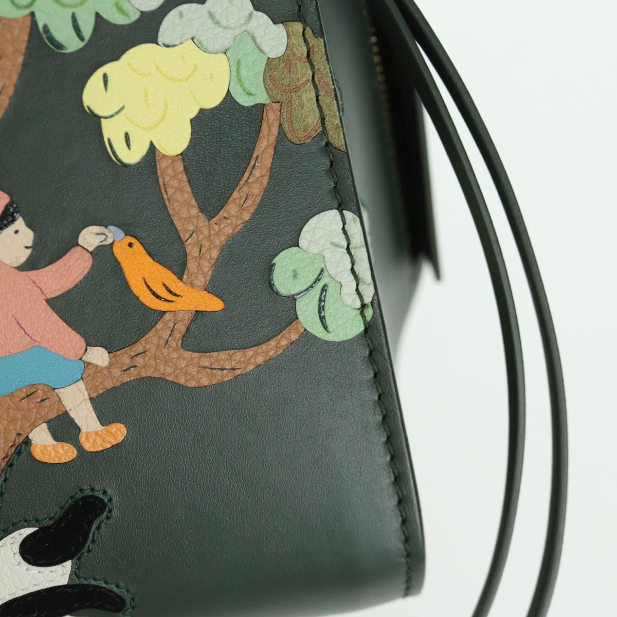 LOEWE Compact Hammock Hand Bag Leather 2way Green Gold Auth 167114SM