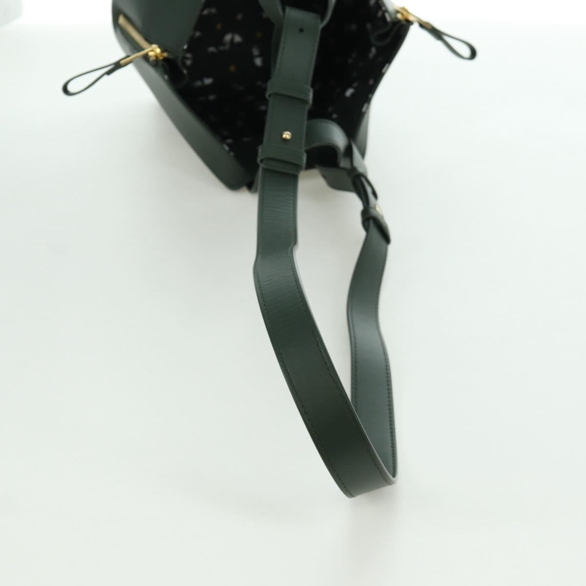 LOEWE Compact Hammock Hand Bag Leather 2way Green Gold Auth 167114SM