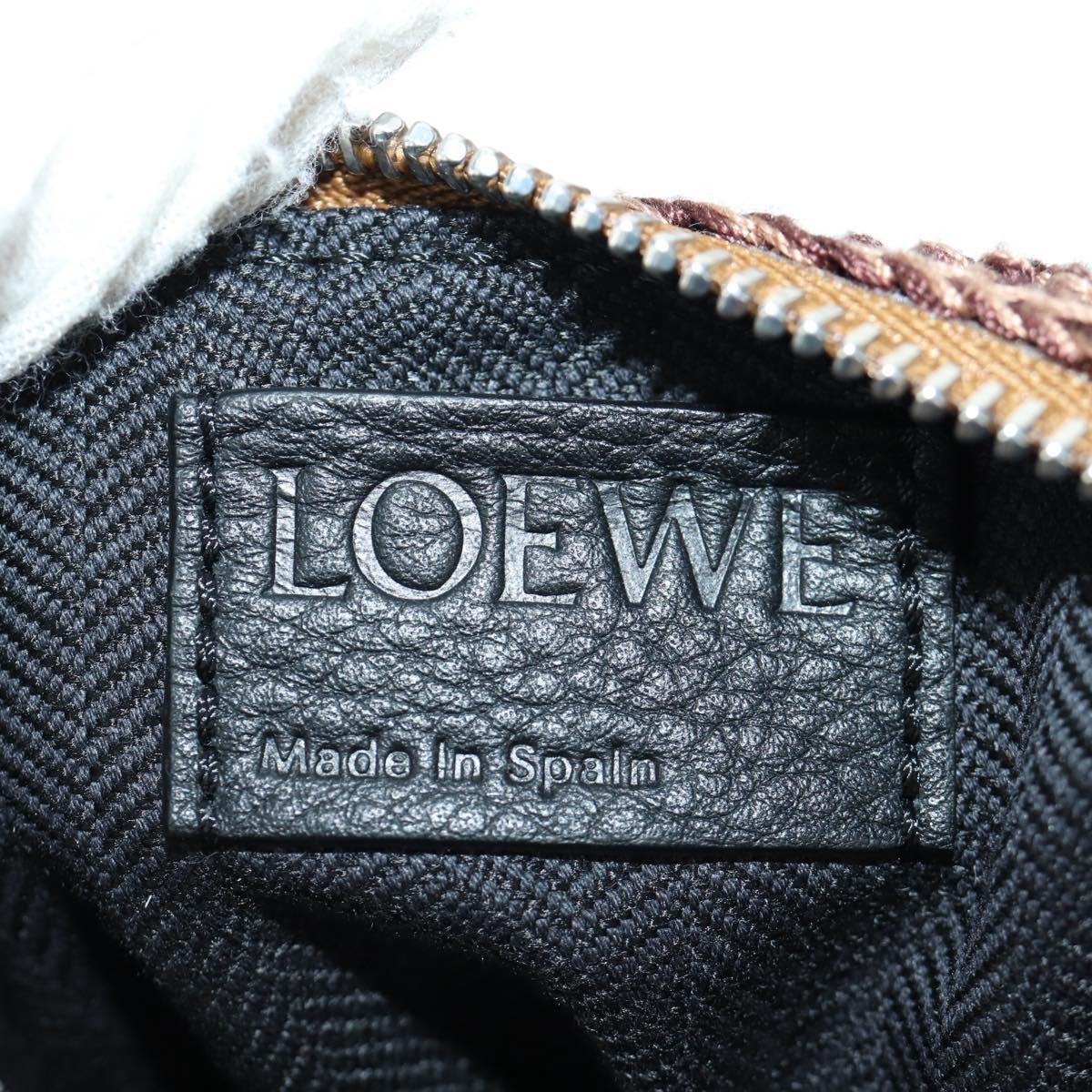 LOEWE Otter Bag Shoulder Bag Leather Brown Silver Auth 167121SM