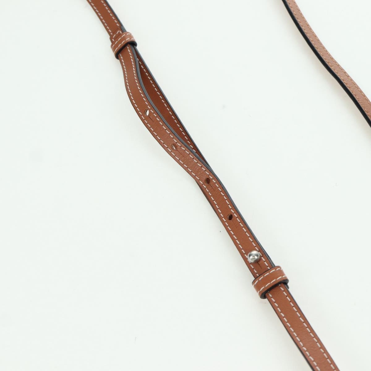 LOEWE Otter Bag Shoulder Bag Leather Brown Silver Auth 167121SM