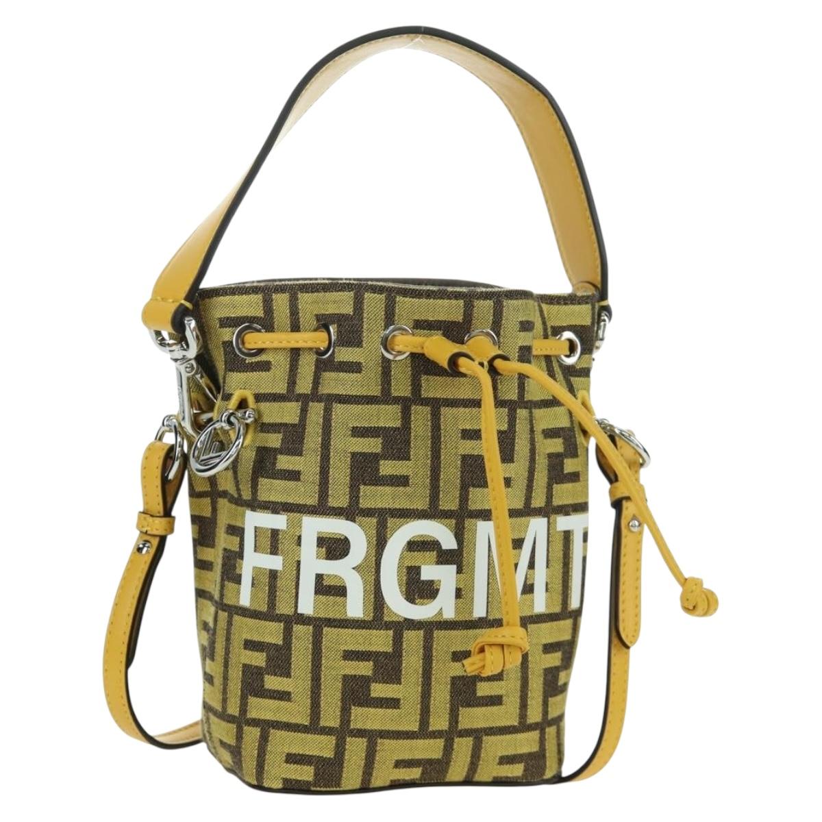FENDI x FRGMT x POKÉMON Zucca Canvas Shoulder Bag 2way Yellow Auth 167139SM