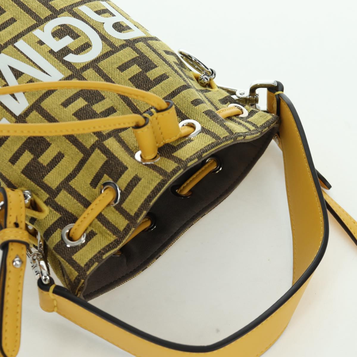 FENDI x FRGMT x POKÉMON Zucca Canvas Shoulder Bag 2way Yellow Auth 167139SM