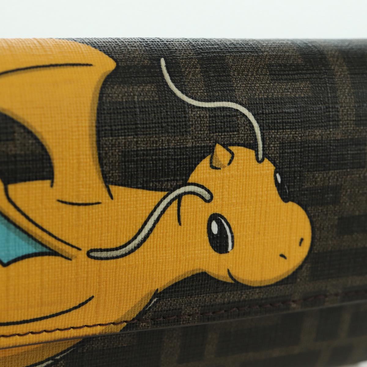 FENDI x FRGMT x POKÉMON Zucca Canvas Chain Wallet Dragon Bag Black Auth 167149SM
