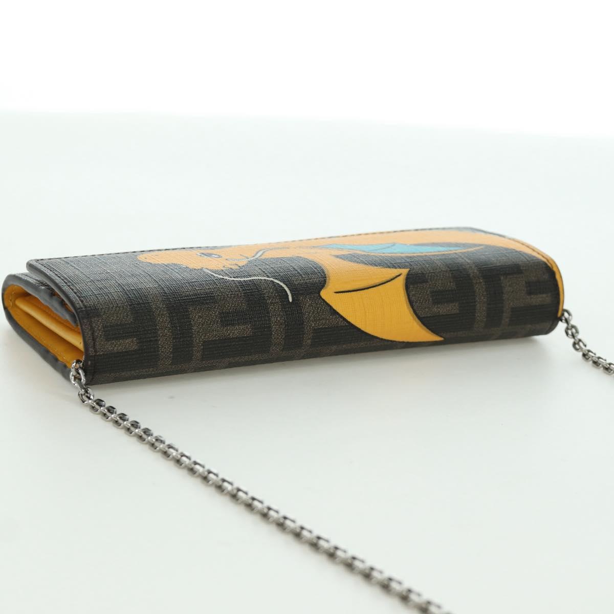 FENDI x FRGMT x POKÉMON Zucca Canvas Chain Wallet Dragon Bag Black Auth 167149SM