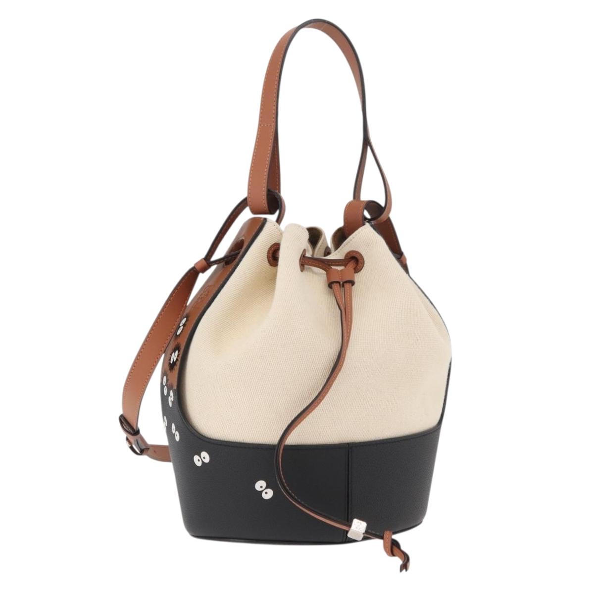 LOEWE Ã Ghibli My Neighbor Totoro Pitch Black Bucket Bag Canvas Auth 167150SM