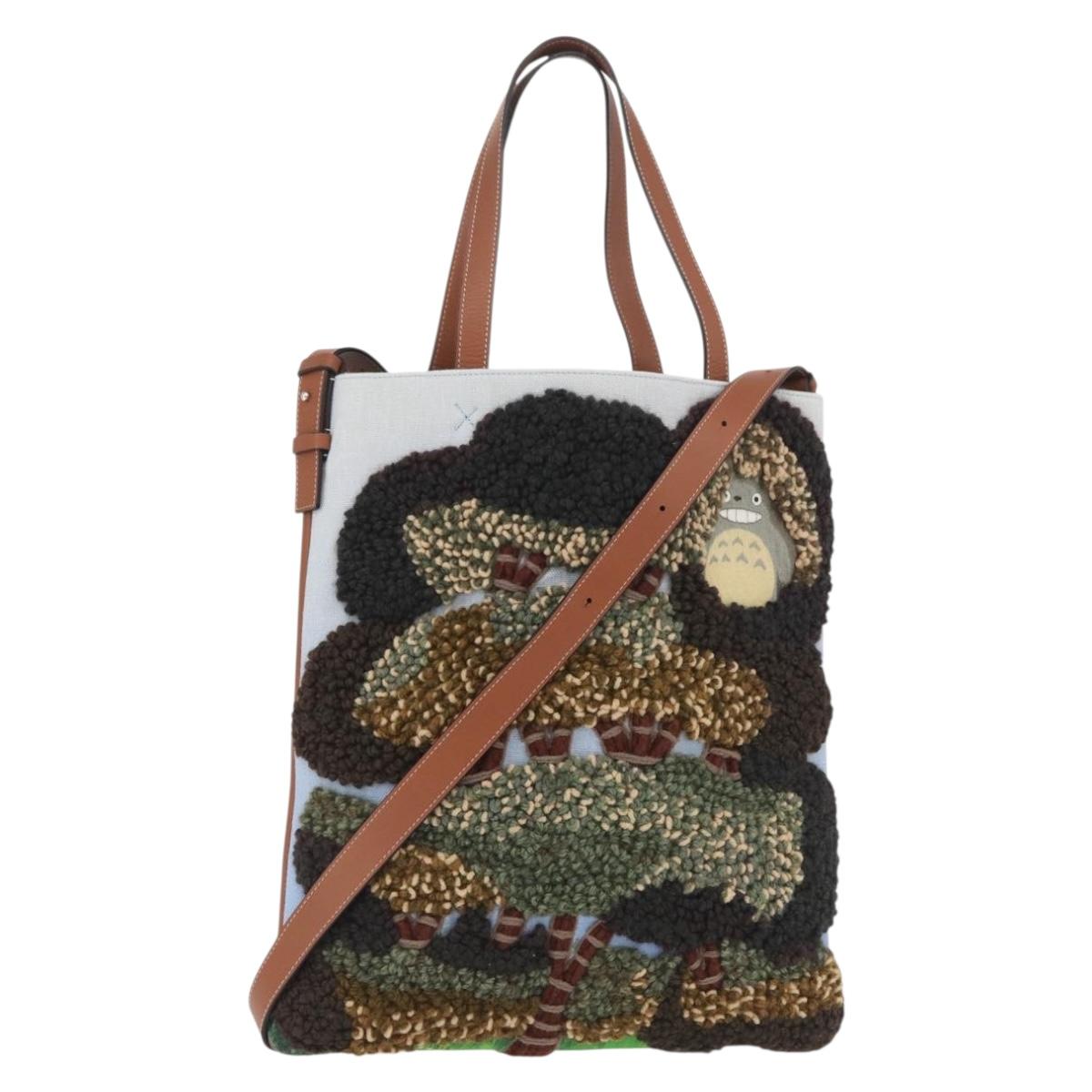 LOEWE Ã Studio Ghibli My Neighbor Totoro Bag 2way Brown Silver Auth 167153SM