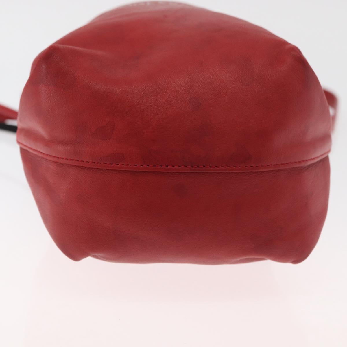SAINT LAURENT Teddy Small Shoulder Bag Leather Red Silver Auth 167159A