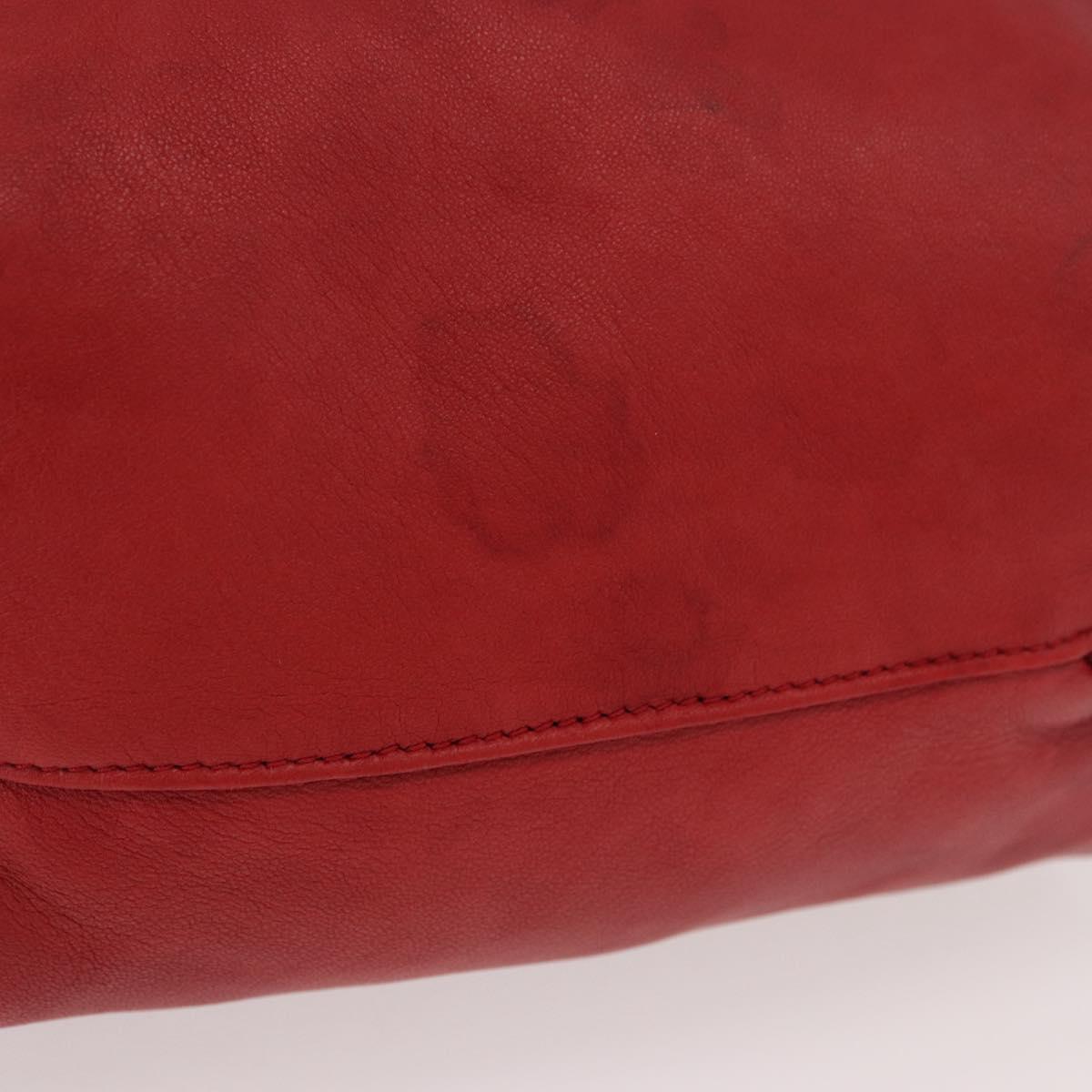 SAINT LAURENT Teddy Small Shoulder Bag Leather Red Silver Auth 167159A