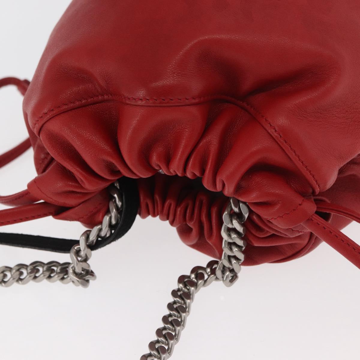 SAINT LAURENT Teddy Small Shoulder Bag Leather Red Silver Auth 167159A