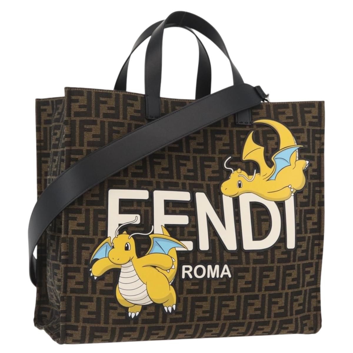 FENDI x FRGMT x POKÉMON Zucca Canvas Dragonfly Bag 2way Black Auth 167165SAM