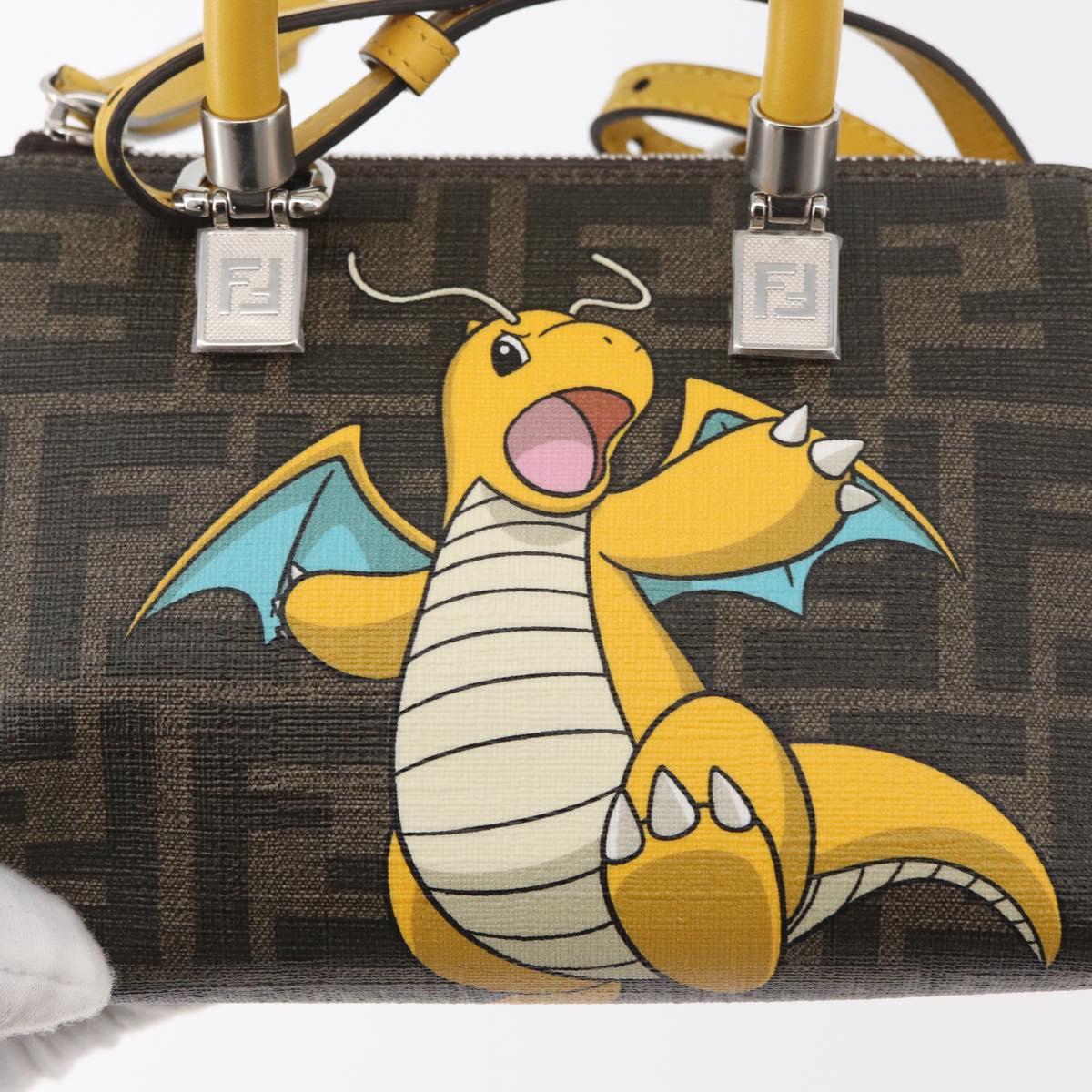 FENDI x FRGMT x POKÉMON Zucca Canvas Dragonite Bag 2way Black Auth 167166SM