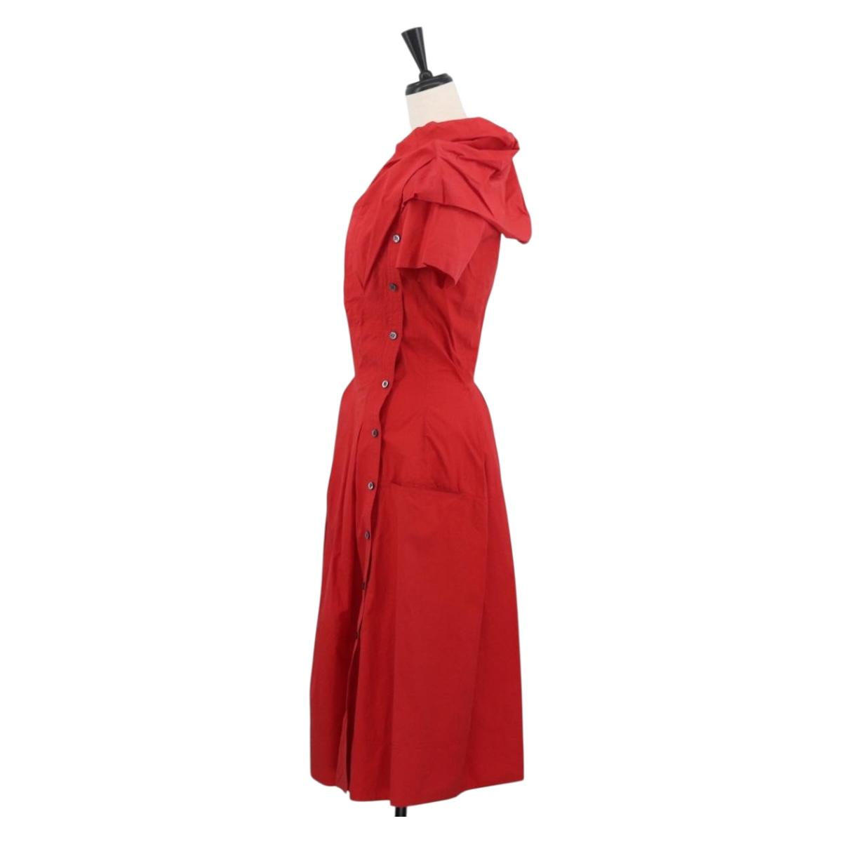 LOUIS VUITTON One Piece Cotton Red LV Auth 167171A