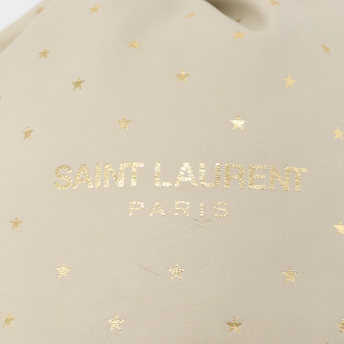 SAINT LAURENT Teddy Small Shoulder Bag Leather White Gold Auth 167172A