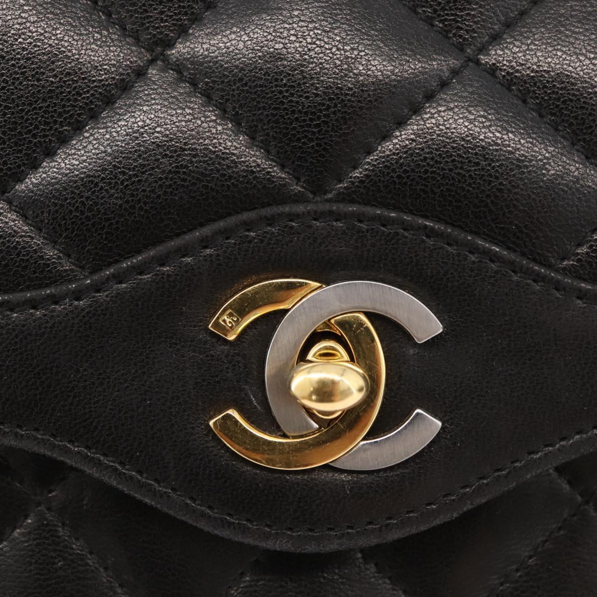 CHANEL Matelasse Bag Lamb Skin Paris limited model Black CC Auth 167175SM