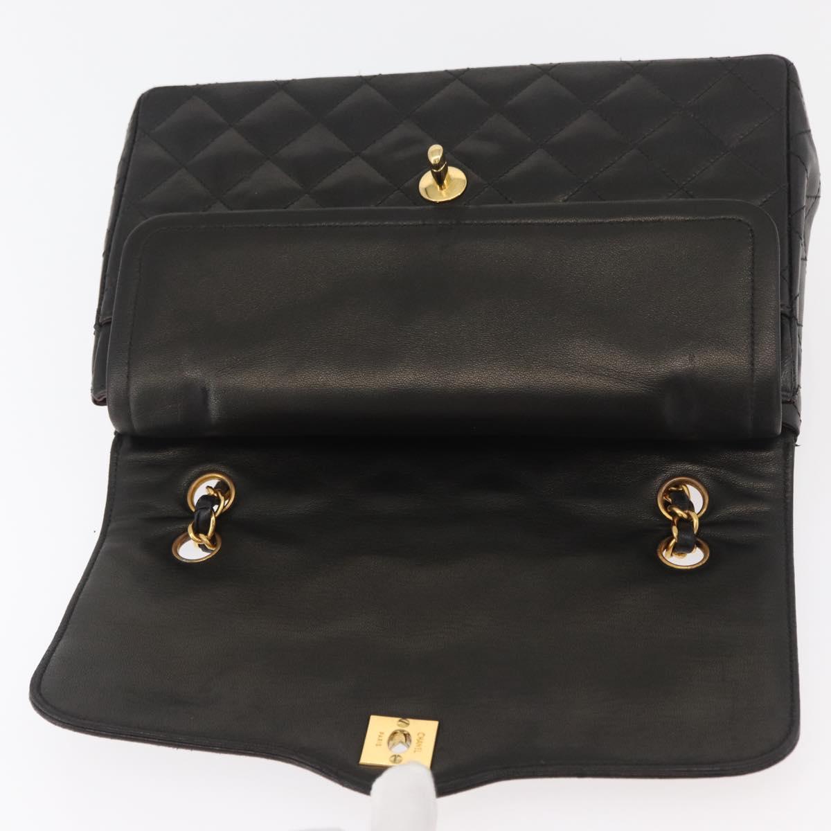 CHANEL Matelasse Bag Lamb Skin Paris limited model Black CC Auth 167175SM