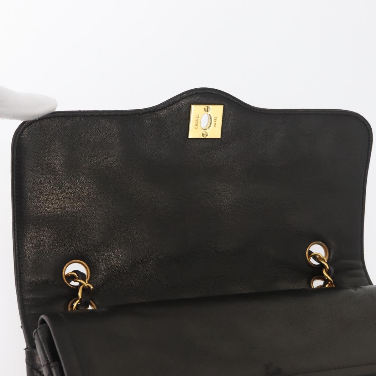CHANEL Matelasse Bag Lamb Skin Paris limited model Black CC Auth 167175SM