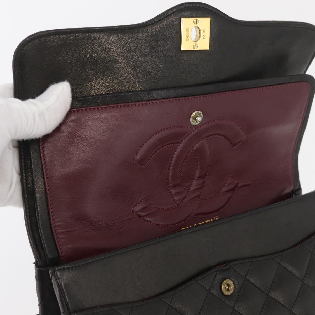 CHANEL Matelasse Bag Lamb Skin Paris limited model Black CC Auth 167175SM