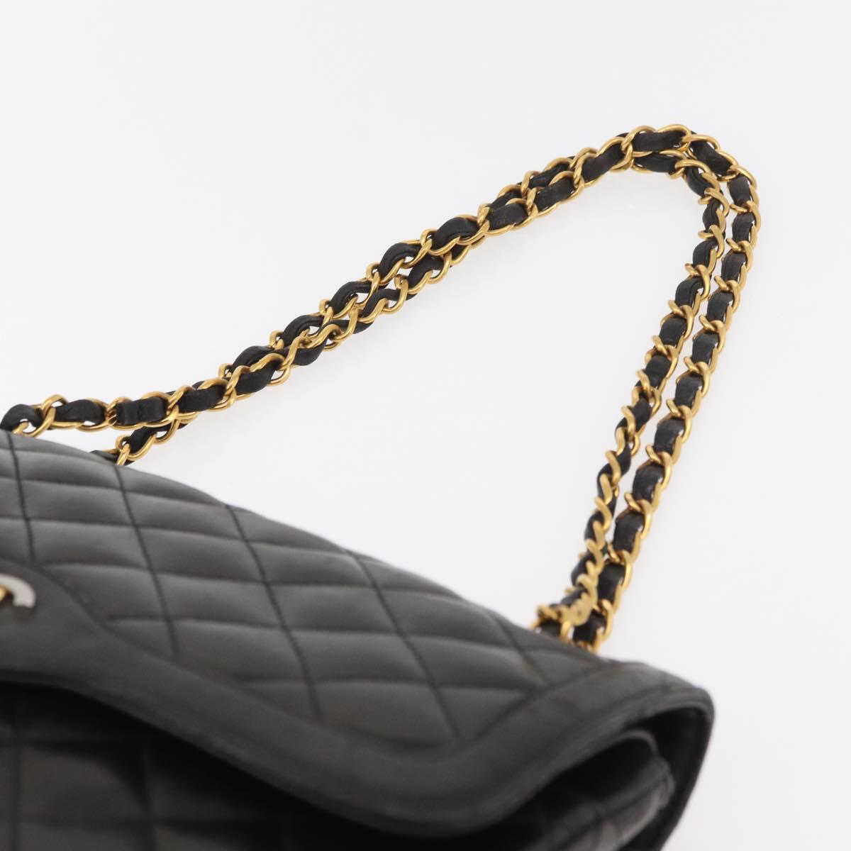 CHANEL Matelasse Bag Lamb Skin Paris limited model Black CC Auth 167175SM