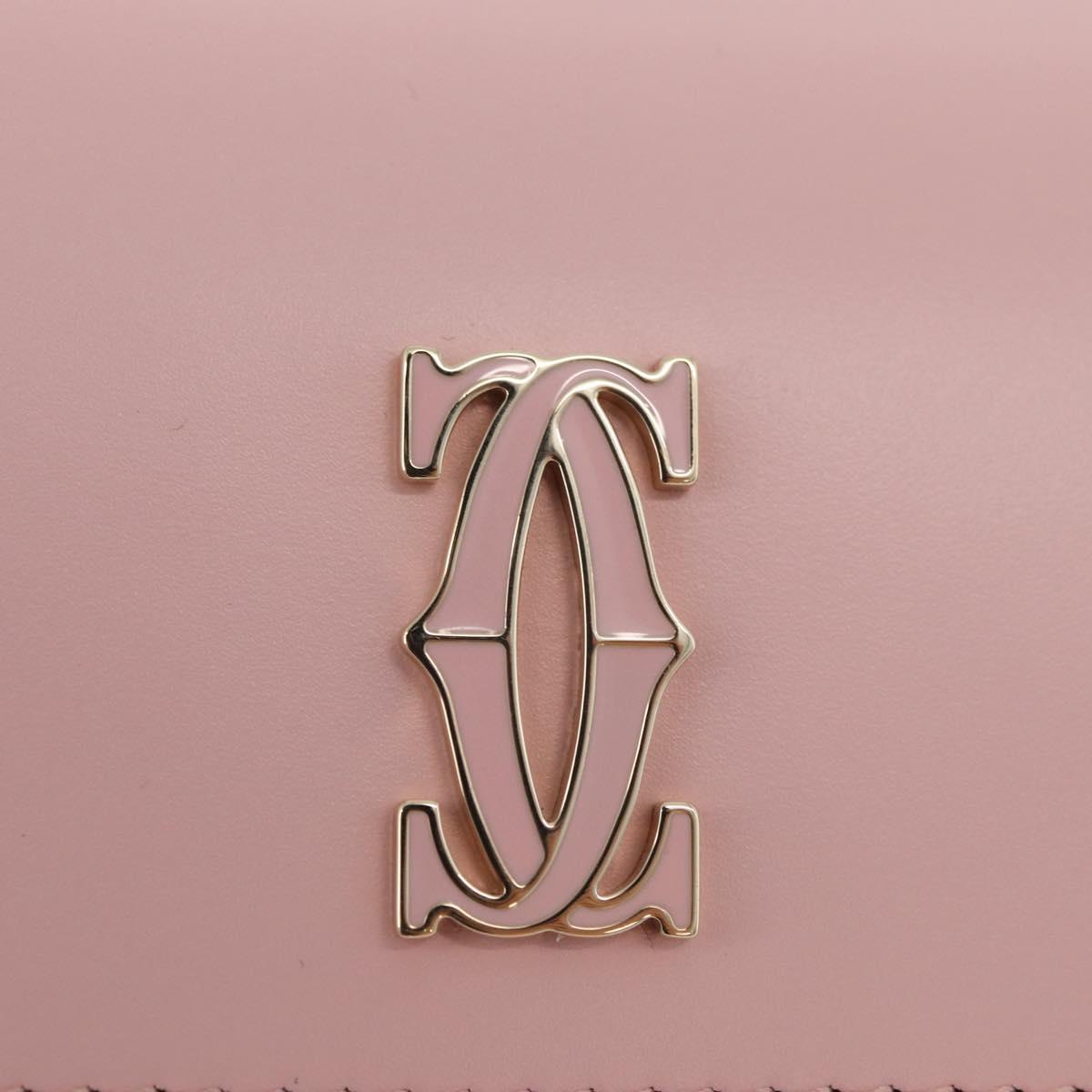 CARTIER Chain Shoulder Bag Leather Pink Gold Auth 167176SM