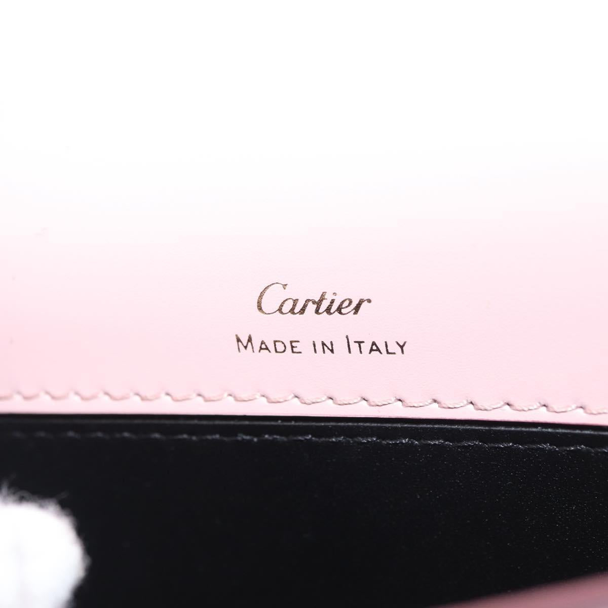 CARTIER Chain Shoulder Bag Leather Pink Gold Auth 167176SM