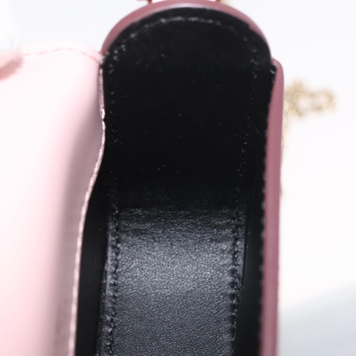 CARTIER Chain Shoulder Bag Leather Pink Gold Auth 167176SM