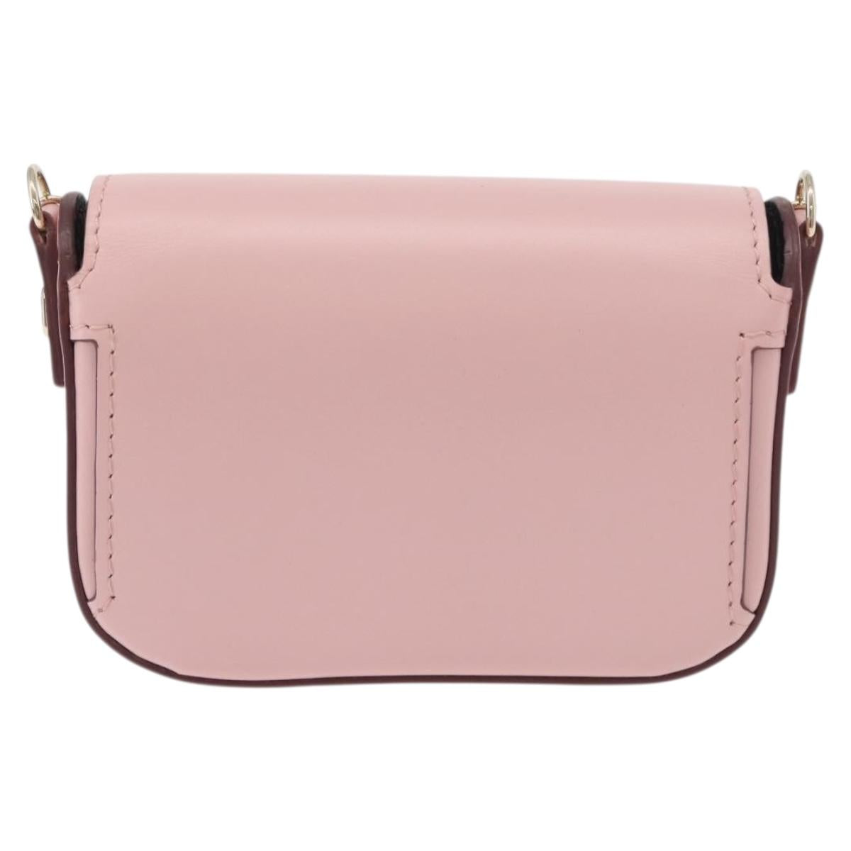 CARTIER Chain Shoulder Bag Leather Pink Gold Auth 167176SM
