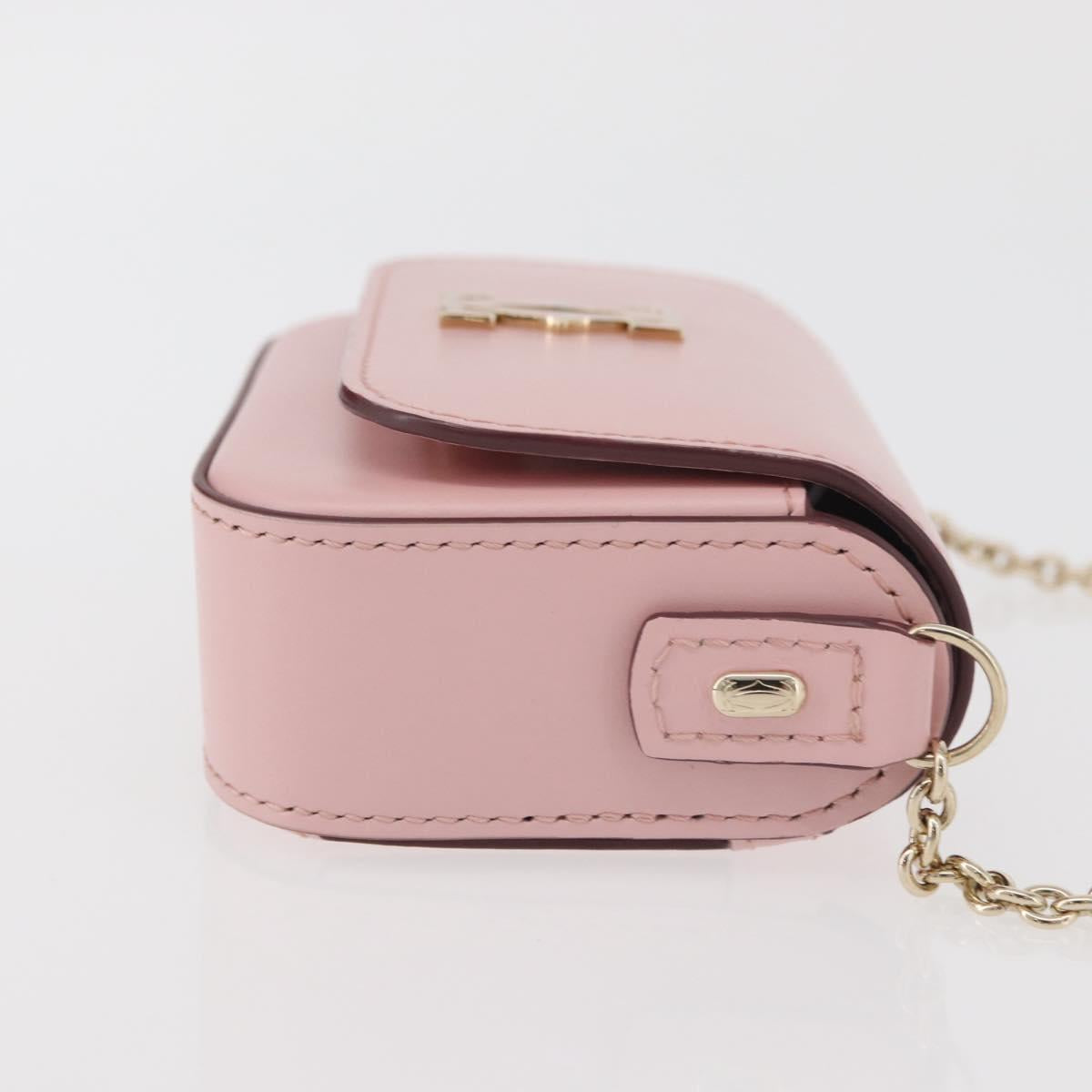 CARTIER Chain Shoulder Bag Leather Pink Gold Auth 167176SM