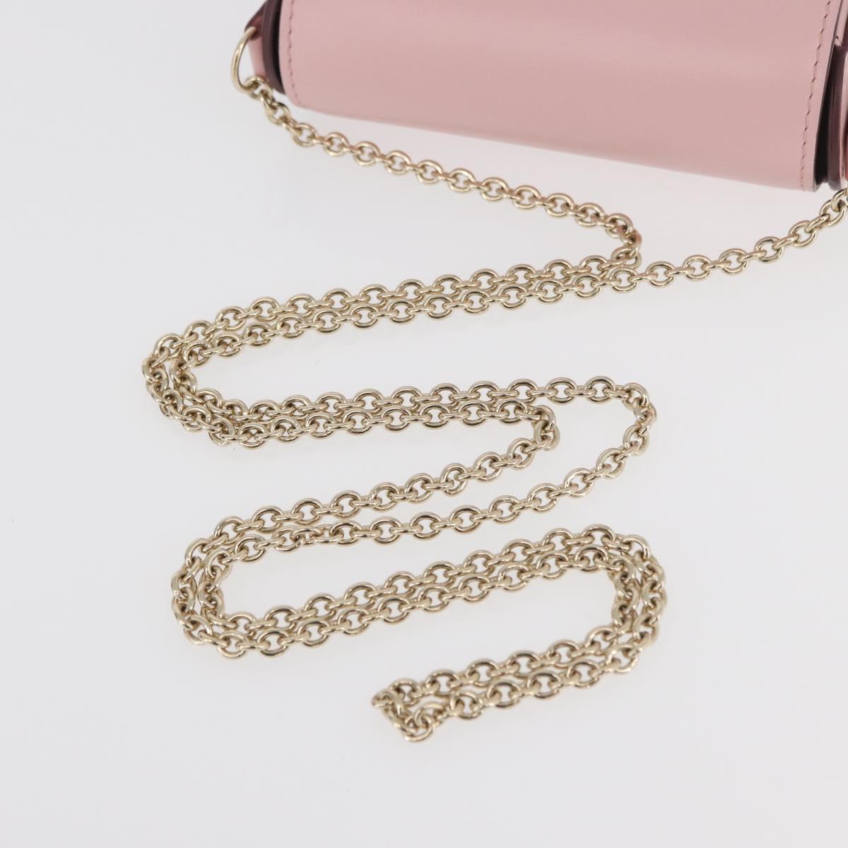 CARTIER Chain Shoulder Bag Leather Pink Gold Auth 167176SM
