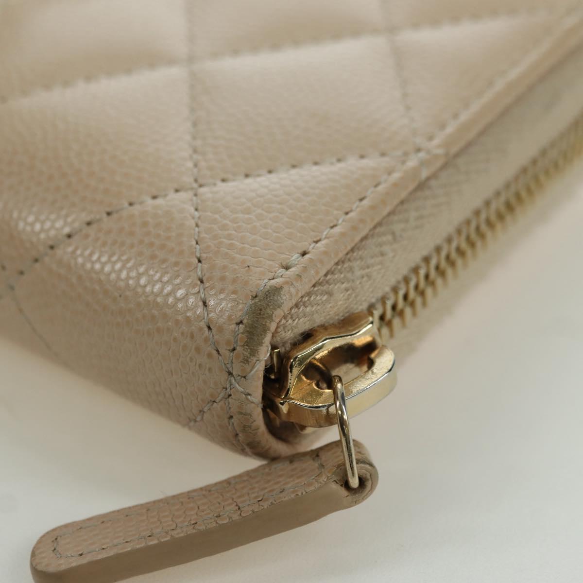 CHANEL Long Wallet Lamb Skin Beige Gold CC Auth 167178SAM