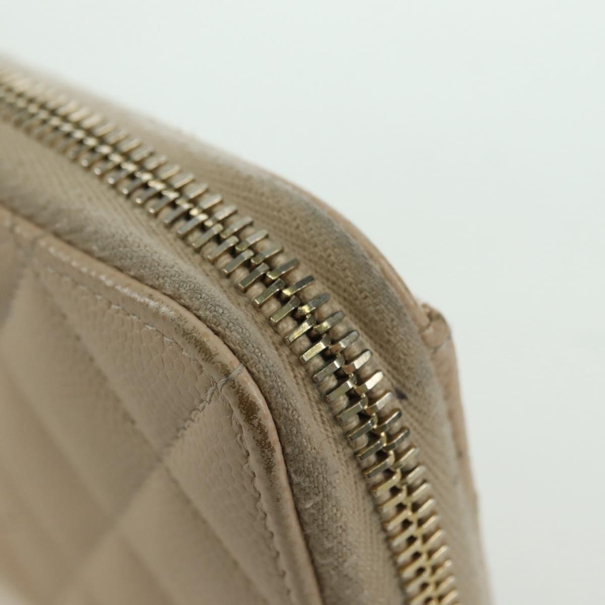 CHANEL Long Wallet Lamb Skin Beige Gold CC Auth 167178SAM