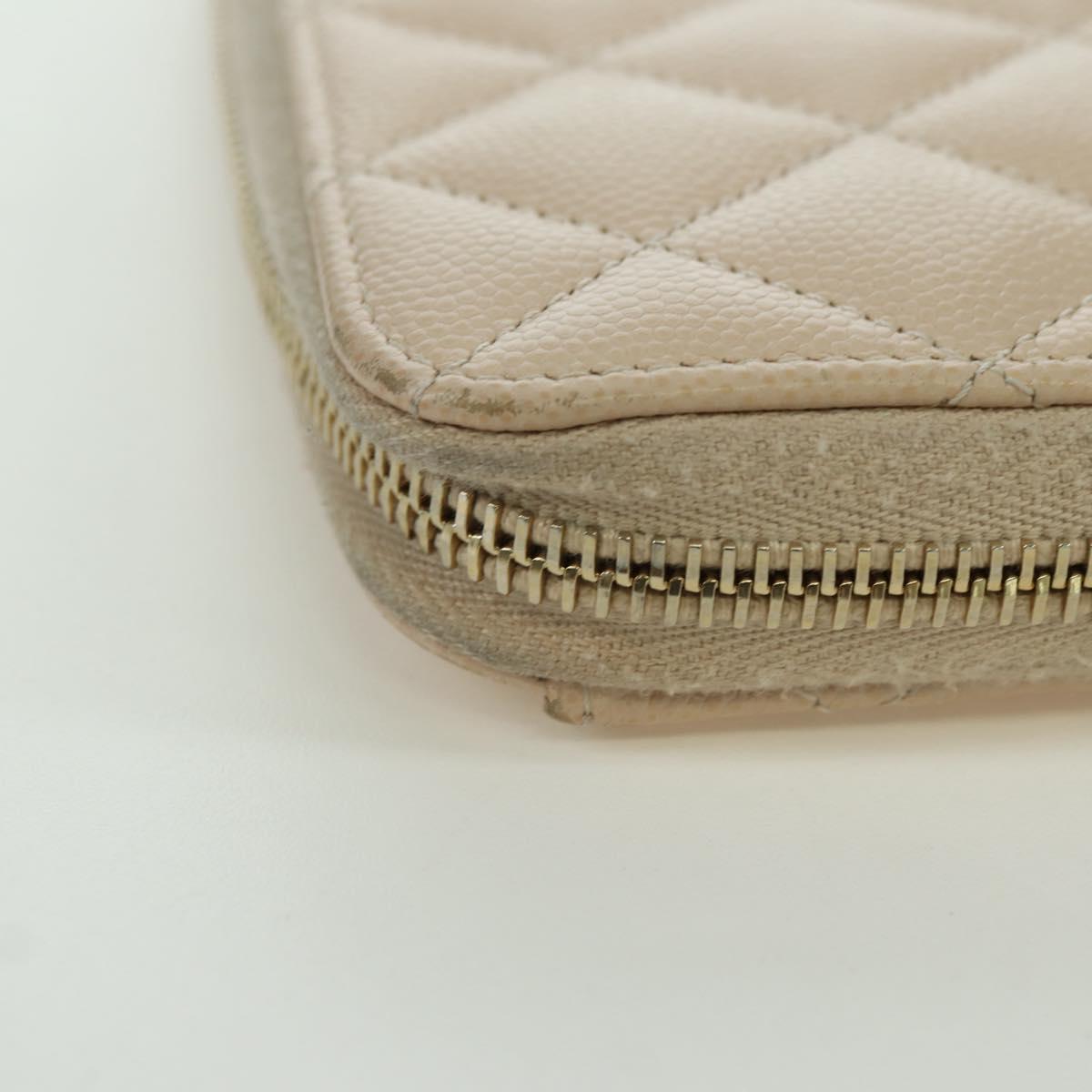CHANEL Long Wallet Lamb Skin Beige Gold CC Auth 167178SAM