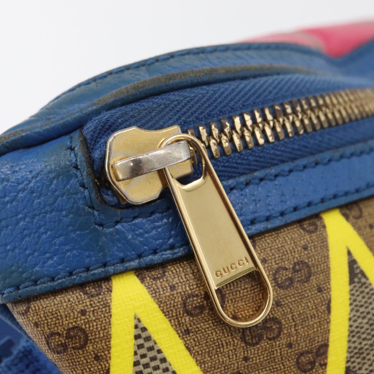 GUCCI GG Supreme Bum Bag PVC Multicolor Gold 733240 Auth 167180A