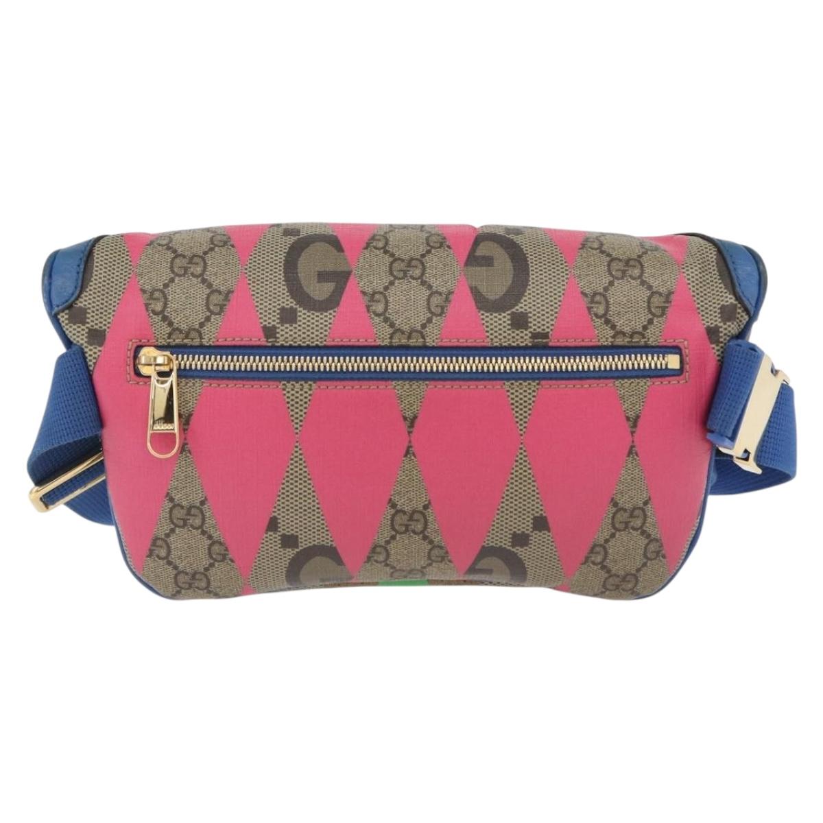GUCCI GG Supreme Bum Bag PVC Multicolor Gold 733240 Auth 167180A