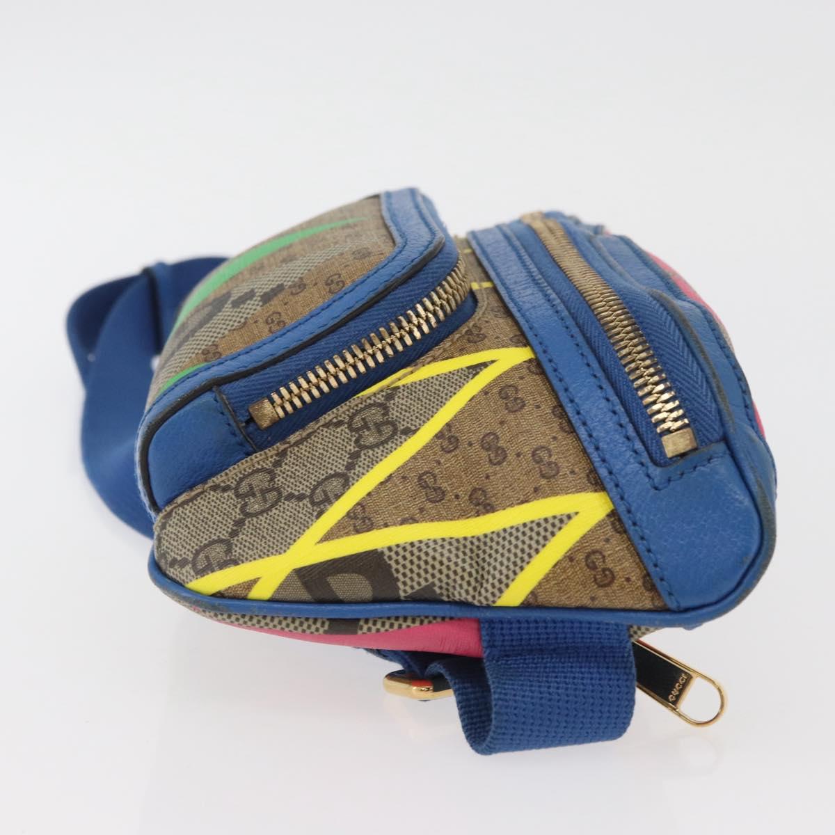 GUCCI GG Supreme Bum Bag PVC Multicolor Gold 733240 Auth 167180A