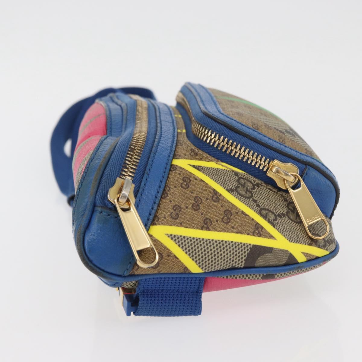 GUCCI GG Supreme Bum Bag PVC Multicolor Gold 733240 Auth 167180A
