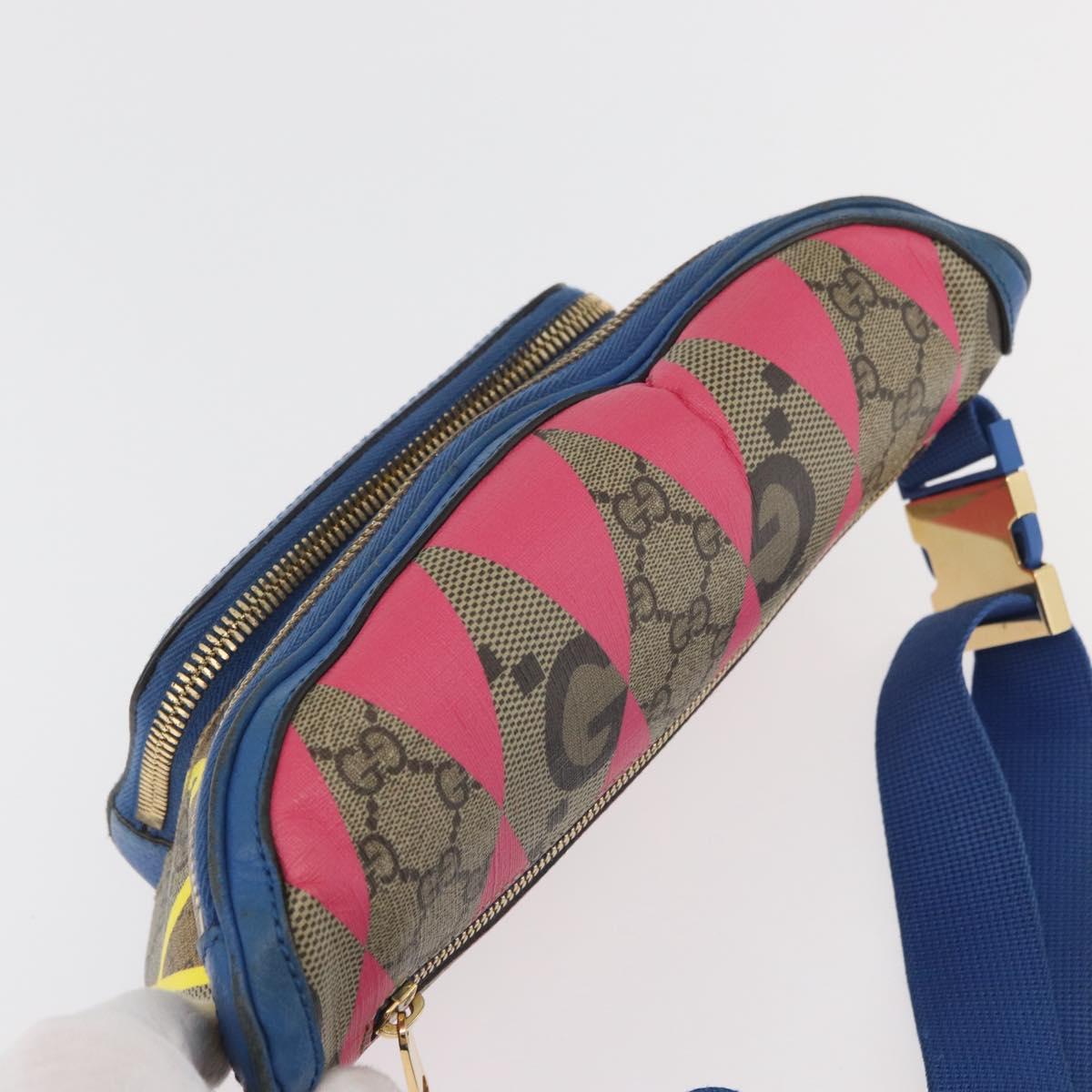 GUCCI GG Supreme Bum Bag PVC Multicolor Gold 733240 Auth 167180A