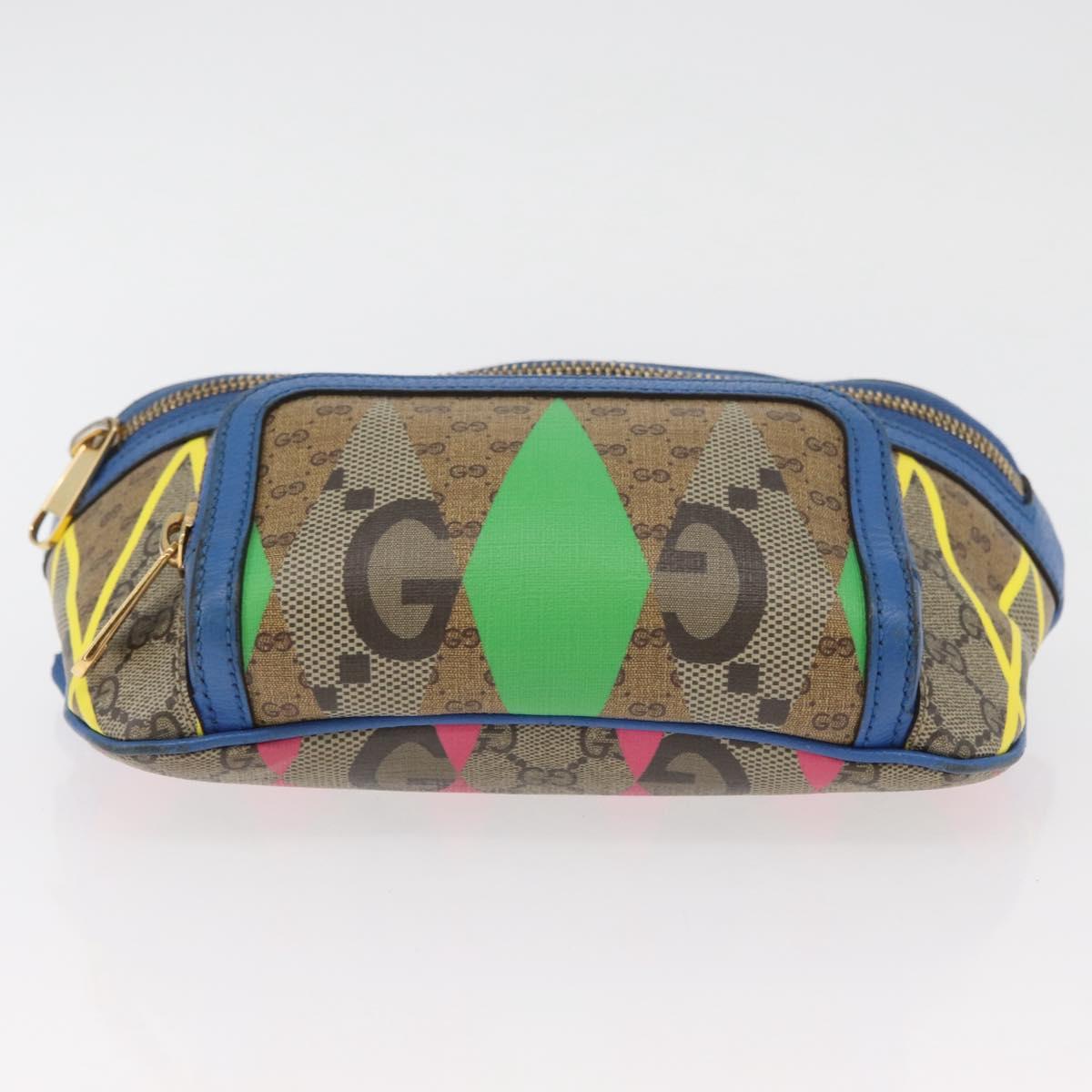 GUCCI GG Supreme Bum Bag PVC Multicolor Gold 733240 Auth 167180A